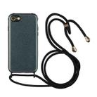 For iPhone SE 2022 / SE 2020 / 8 / 7 Glitter Powder Shockproof TPU Protective Case with Lanyard(Black) - 1