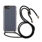 Glitter Powder Shockproof TPU Protective Case with Lanyard For iPhone 8 Plus / 7 Plus(Black) - 1