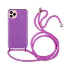 For iPhone 11 Pro Max Glitter Powder Shockproof TPU Protective Case with Lanyard (Purple) - 1