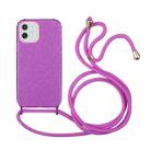 For iPhone 12 mini Glitter Powder Shockproof TPU Protective Case with Lanyard (Purple) - 1