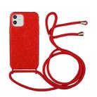 For iPhone 12 mini Glitter Powder Shockproof TPU Protective Case with Lanyard (Red) - 1