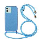 For iPhone 12 / 12 Pro Glitter Powder Shockproof TPU Protective Case with Lanyard(Blue) - 1