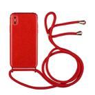 For iPhone X / XS Glitter Powder Shockproof TPU Protective Case with Lanyard(Red) - 1