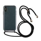 For iPhone X / XS Glitter Powder Shockproof TPU Protective Case with Lanyard(Black) - 1