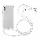 For iPhone X / XS Glitter Powder Shockproof TPU Protective Case with Lanyard(Silver) - 1