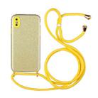 For iPhone X / XS Glitter Powder Shockproof TPU Protective Case with Lanyard(Yellow) - 1