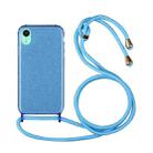 For iPhone XR Glitter Powder Shockproof TPU Protective Case with Lanyard(Blue) - 1