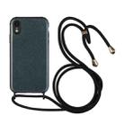 For iPhone XR Glitter Powder Shockproof TPU Protective Case with Lanyard(Black) - 1