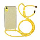 For iPhone XR Glitter Powder Shockproof TPU Protective Case with Lanyard(Yellow) - 1