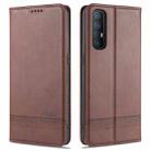 For OPPO Reno3 Pro AZNS Magnetic Calf Texture Horizontal Flip Leather Case with Card Slots & Holder & Wallet(Dark Brown) - 1