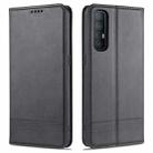 For OPPO Reno3 Pro AZNS Magnetic Calf Texture Horizontal Flip Leather Case with Card Slots & Holder & Wallet(Black) - 1