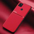 For Xiaomi Redmi 9C Classic Tilt Strip Grain Magnetic Shockproof PC + TPU Case(Red) - 1