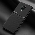 For Xiaomi Redmi Note 9 Pro Classic Tilt Strip Grain Magnetic Shockproof PC + TPU Case(Black) - 1