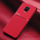 For Xiaomi Redmi Note 9 Pro Classic Tilt Strip Grain Magnetic Shockproof PC + TPU Case(Red) - 1