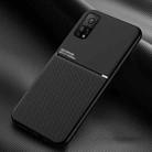 For Xiaomi Mi 10T Classic Tilt Strip Grain Magnetic Shockproof PC + TPU Case(Black) - 1