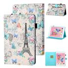 Coloured Drawing Stitching Horizontal Flip Leather Case with Holder & Card Slot & Sleep / Wake-up Function For iPad Air / Air 2 / 9.7 (2017) & (2018)(Tower and Butterflies) - 1