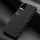 For vivo V20 Classic Tilt Strip Grain Magnetic Shockproof PC + TPU Case(Black) - 1