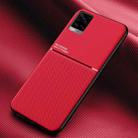 For vivo V20 Classic Tilt Strip Grain Magnetic Shockproof PC + TPU Case(Red) - 1