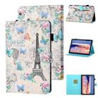 For Huawei MediaPad T5 10.1 Coloured Drawing Stitching Horizontal Flip Leather Case with Holder & Card Slot(Tower and Butterflies) - 1