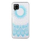 For Samsung Galaxy A12 Coloured Drawing Pattern Transparent TPU Protective Case(Blue Flower) - 1