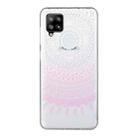 For Samsung Galaxy A42 Coloured Drawing Pattern Transparent TPU Protective Case(Pink Flower) - 1