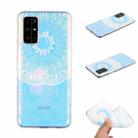 For Xiaomi Mi 10T Coloured Drawing Pattern Transparent TPU Protective Case(Blue Flower) - 1