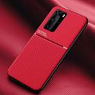 For Huawei P40 Pro Classic Tilt Strip Grain Magnetic Shockproof PC + TPU Case(Red) - 1