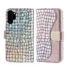 For Galaxy Note10+ Laser Glitter Powder Matching Crocodile Texture Horizontal Flip Leather Case, with Card Slots & Holder(Silver) - 1