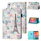 For Samsung Galaxy Tab A 8.0 (2019) T290/T295 Coloured Drawing Stitching Horizontal Flip Leather Case with Holder & Card Slot (Tower and Butterflies) - 1