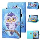 For Samsung Galaxy Tab A 10.5 T590/T595 Coloured Drawing Stitching Horizontal Flip Leather Case with Holder & Card Slot & Sleep / Wake-up Function(Blue Owl) - 1