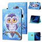 For Samsung Galaxy Tab A 10.1 (2016) T580/T585 Coloured Drawing Stitching Horizontal Flip Leather Case with Holder & Card Slot & Sleep / Wake-up Function(Blue Owl) - 1