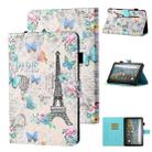 For Amazon Kindle Fire HD8 (2020) Coloured Drawing Stitching Horizontal Flip Leather Case with Holder & Card Slot & Sleep / Wake-up Function(Tower and Butterflies) - 1