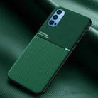 For OPPO Reno4 Classic Tilt Strip Grain Magnetic Shockproof PC + TPU Case(Dark Green) - 1