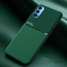 For OPPO Reno4 Pro Classic Tilt Strip Grain Magnetic Shockproof PC + TPU Case(Dark Green) - 1