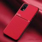 For OPPO Realme X7 Classic Tilt Strip Grain Magnetic Shockproof PC + TPU Case(Red) - 1