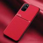 For OnePlus 8T Classic Tilt Strip Grain Magnetic Shockproof PC + TPU Case(Red) - 1