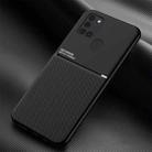 For Samsung Galaxy A21s Classic Tilt Strip Grain Magnetic Shockproof PC + TPU Case(Black) - 1