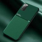 For Samsung Galaxy Note20 Classic Tilt Strip Grain Magnetic Shockproof PC + TPU Case(Dark Green) - 1