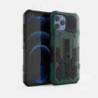 For iPhone 12 Pro Max Vanguard Warrior All Inclusive Double-color Shockproof TPU + PC Protective Case with Holder(Dark Green) - 1