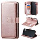 For Xiaomi Redmi 9A Multifunctional Magnetic Copper Buckle Horizontal Flip Leather Case with Bracket & 10 Card Slots & Wallet & Photo Frame(Rose Gold) - 1