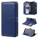 For OPPO A5 / A3s Multifunctional Magnetic Copper Buckle Horizontal Flip Solid Color Leather Case with 10 Card Slots & Wallet & Holder & Photo Frame(Dark Blue) - 1