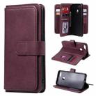 For OPPO A7 / A5s (AX5s) Multifunctional Magnetic Copper Buckle Horizontal Flip Solid Color Leather Case with 10 Card Slots & Wallet & Holder & Photo Frame(Wine Red) - 1