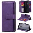 For OPPO A9 (2020) / A11x / A5 (2020) Multifunctional Magnetic Copper Buckle Horizontal Flip Solid Color Leather Case with 10 Card Slots & Wallet & Holder & Photo Frame(Purple) - 1