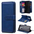 For OPPO A9 (2020) / A11x / A5 (2020) Multifunctional Magnetic Copper Buckle Horizontal Flip Solid Color Leather Case with 10 Card Slots & Wallet & Holder & Photo Frame(Dark Blue) - 1