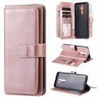 For OPPO A9 (2020) / A11x / A5 (2020) Multifunctional Magnetic Copper Buckle Horizontal Flip Solid Color Leather Case with 10 Card Slots & Wallet & Holder & Photo Frame(Rose Gold) - 1