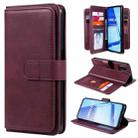 For OPPO A52 / A72 / A92 Multifunctional Magnetic Copper Buckle Horizontal Flip Solid Color Leather Case with 10 Card Slots & Wallet & Holder & Photo Frame(Wine Red) - 1