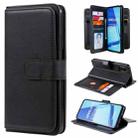 For OPPO A52 / A72 / A92 Multifunctional Magnetic Copper Buckle Horizontal Flip Solid Color Leather Case with 10 Card Slots & Wallet & Holder & Photo Frame(Black) - 1