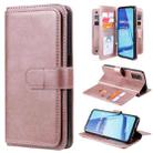 For OPPO A52 / A72 / A92 Multifunctional Magnetic Copper Buckle Horizontal Flip Solid Color Leather Case with 10 Card Slots & Wallet & Holder & Photo Frame(Rose Gold) - 1