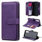 For OPPO Realme 6 Multifunctional Magnetic Copper Buckle Horizontal Flip Solid Color Leather Case with 10 Card Slots & Wallet & Holder & Photo Frame(Purple) - 1