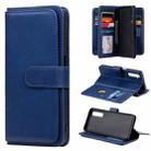 For OPPO Realme 6 Multifunctional Magnetic Copper Buckle Horizontal Flip Solid Color Leather Case with 10 Card Slots & Wallet & Holder & Photo Frame(Dark Blue) - 1